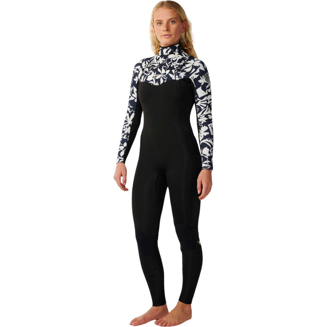 2026 Rip Curl Womens Dawn Patrol Pro 4/3mm Chest Zip Wetsuit 16VWFS - Black / White